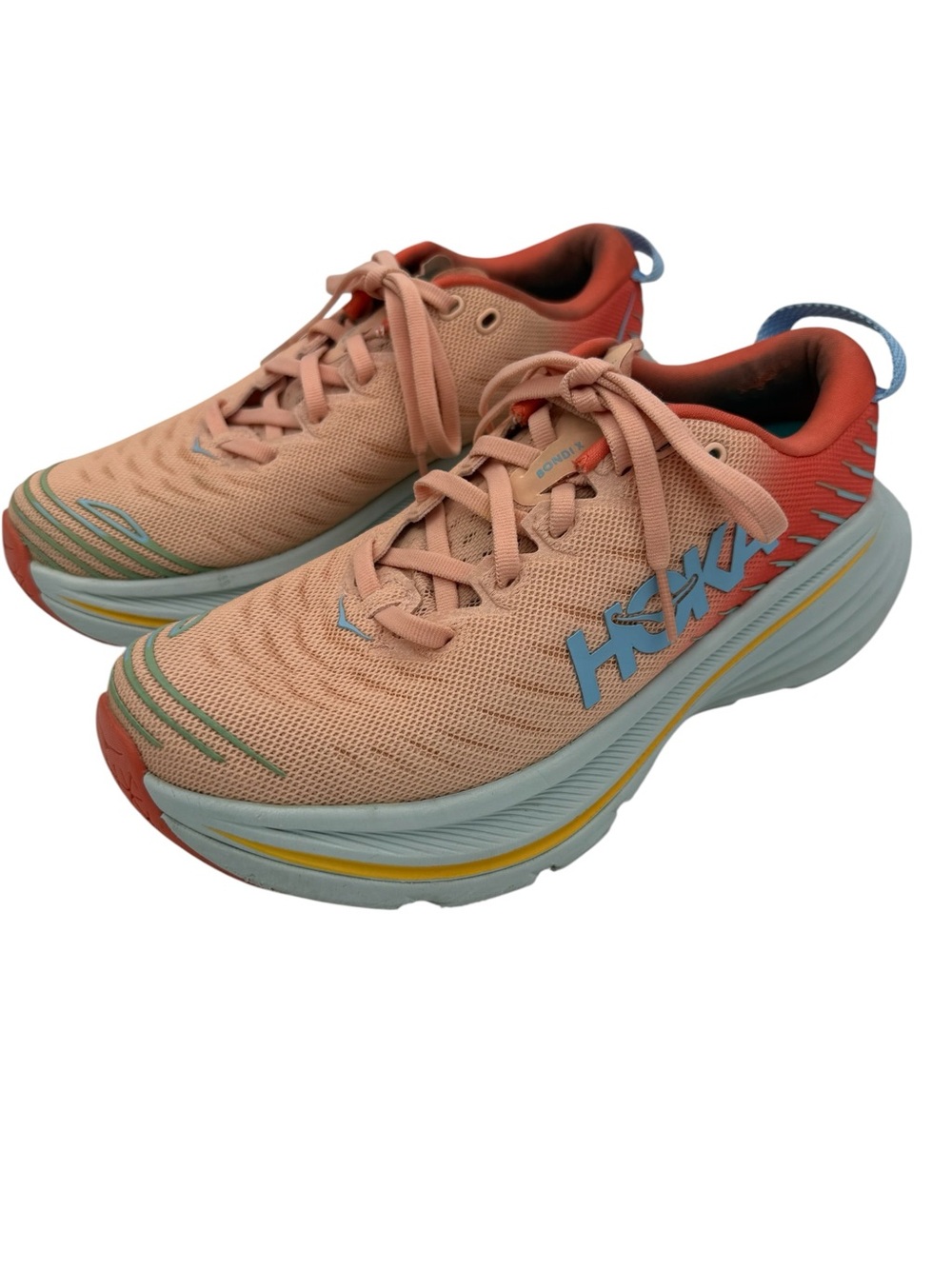 HOKA Bondi X Size 7 Orange & Blue Running Sneakers - Picture 7 of 16